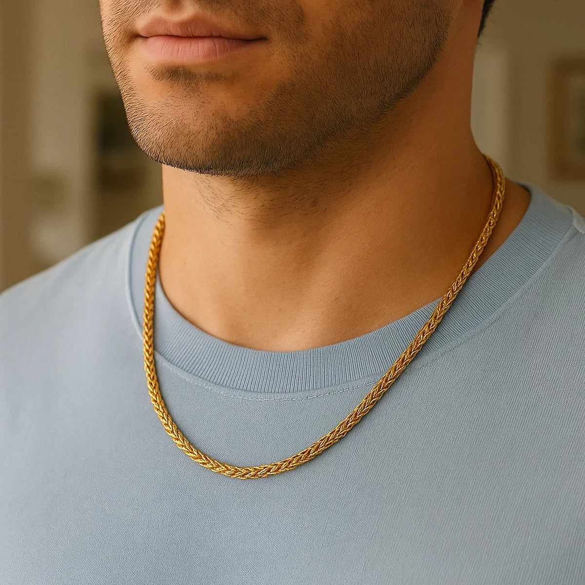 14k Yellow Gold Diamond Cut Round Franco Chain (5.30 mm)