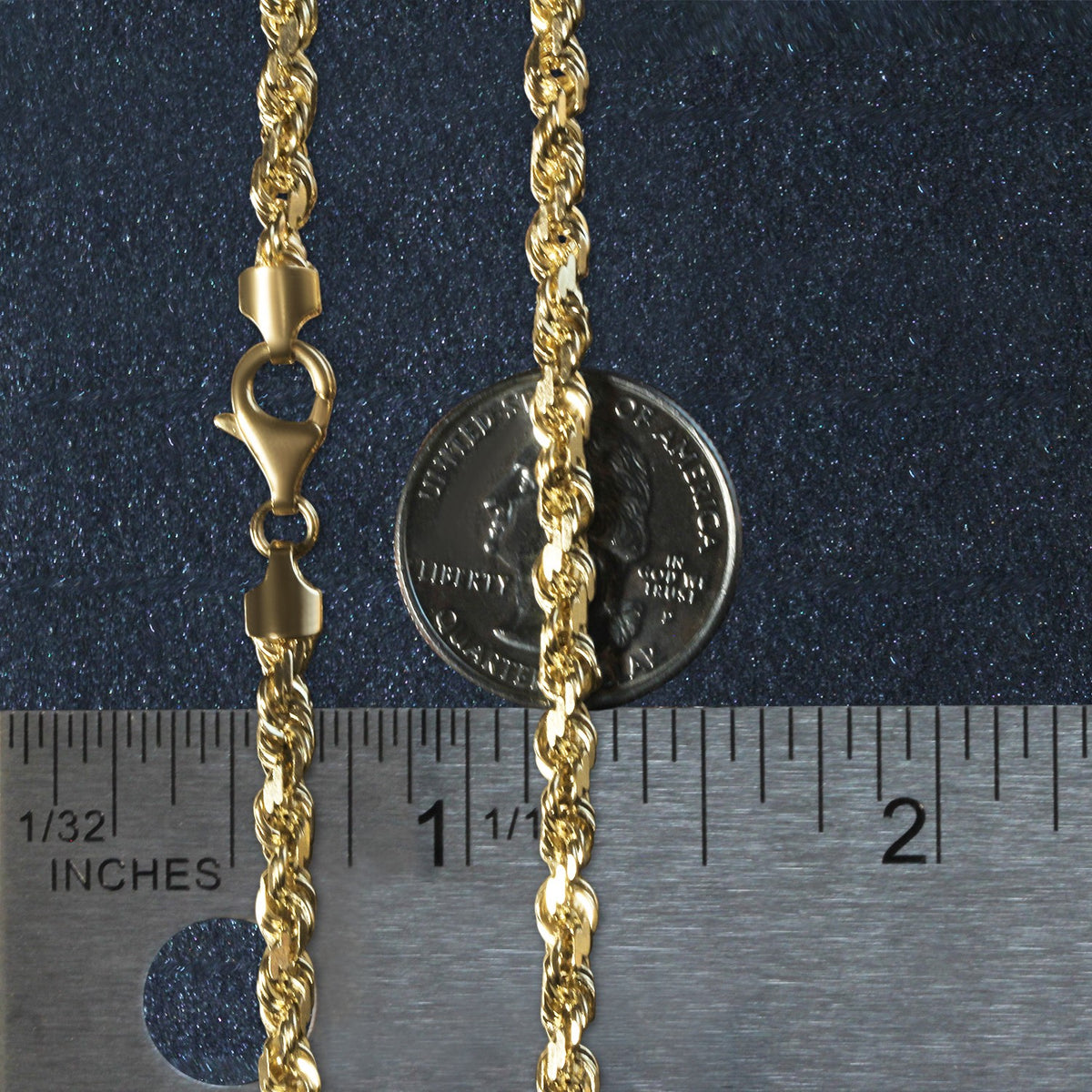 14k Yellow Gold Solid Diamond Cut Rope Chain (5.00 mm)