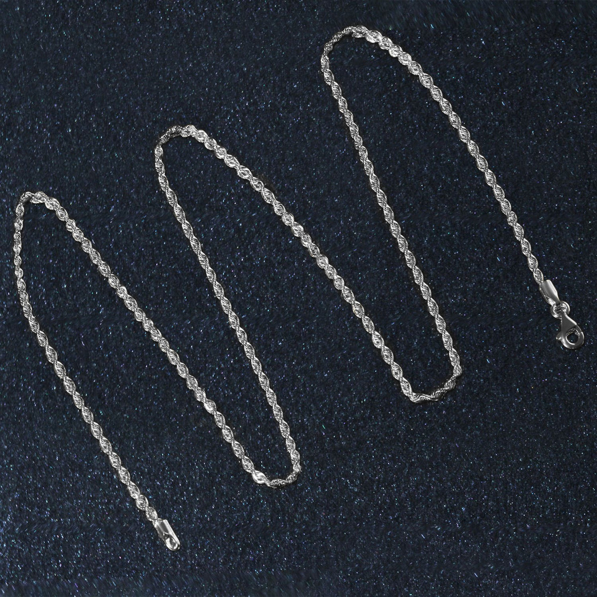 14k White Gold Solid Diamond Cut Rope Chain (1.80 mm)