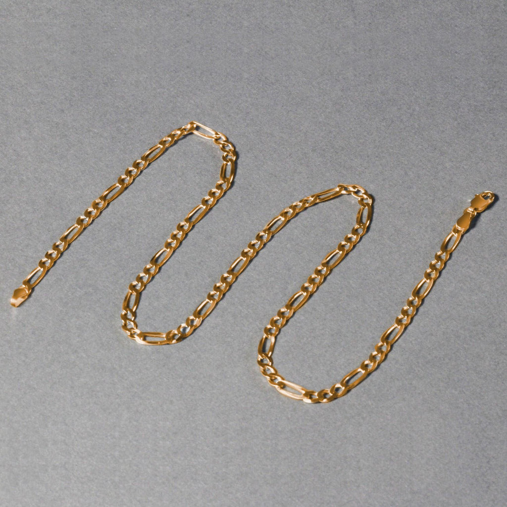 14k Yellow Gold Solid Figaro Chain (3.80 mm)