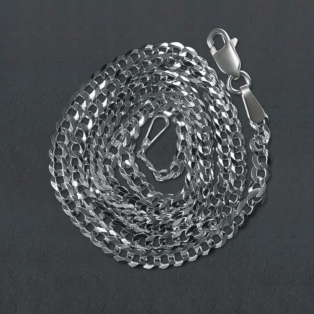 14k White Gold Solid Curb Chain (2.60 mm)