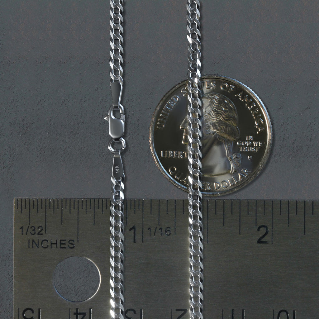 14k White Gold Solid Curb Chain (2.60 mm)