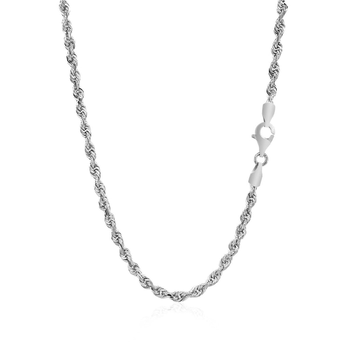 14k White Gold Solid Diamond Cut Rope Chain (3.00 mm)