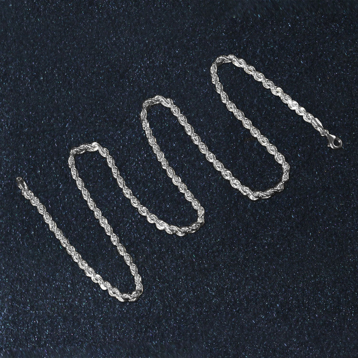 14k White Gold Solid Diamond Cut Rope Chain (3.00 mm)