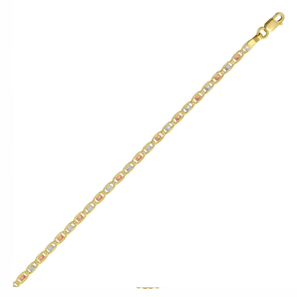 14K Tri Color Gold Pave Valentino Chain (2.50 mm)