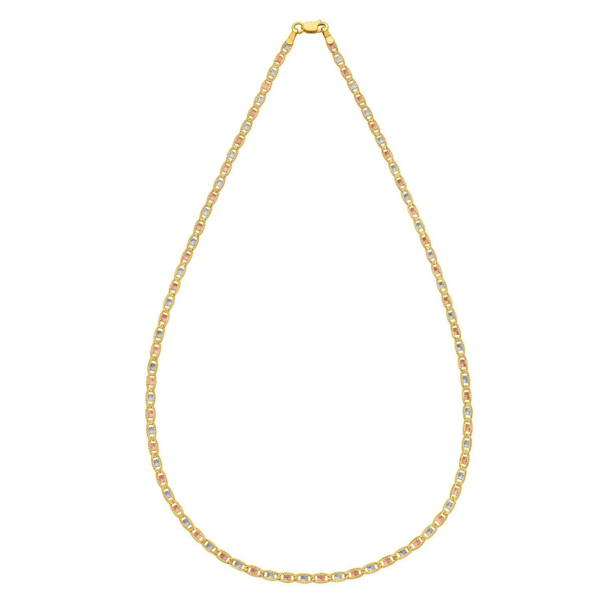 14K Tri Color Gold Pave Valentino Chain (2.50 mm)