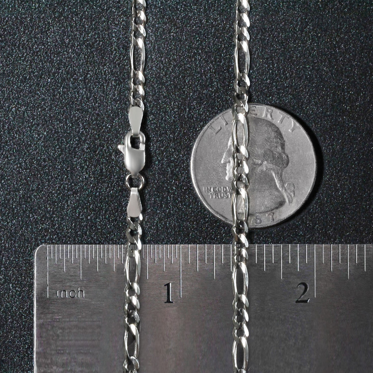 14k White Gold Solid Figaro Chain (3.00 mm)