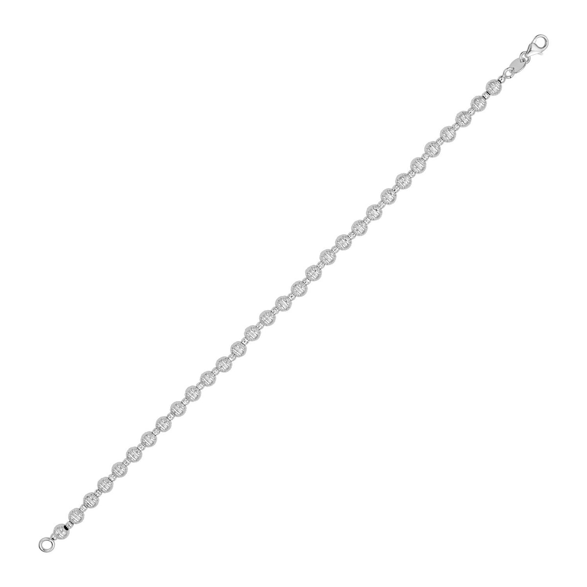 14K White Gold Disco Diamond Cut Bead Chain (4.00 mm)