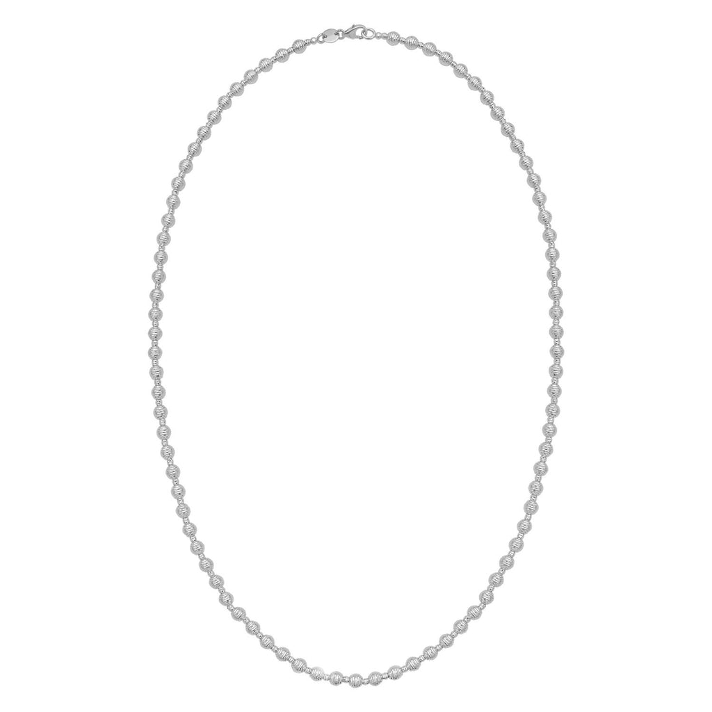 14K White Gold Disco Diamond Cut Bead Chain (4.00 mm)