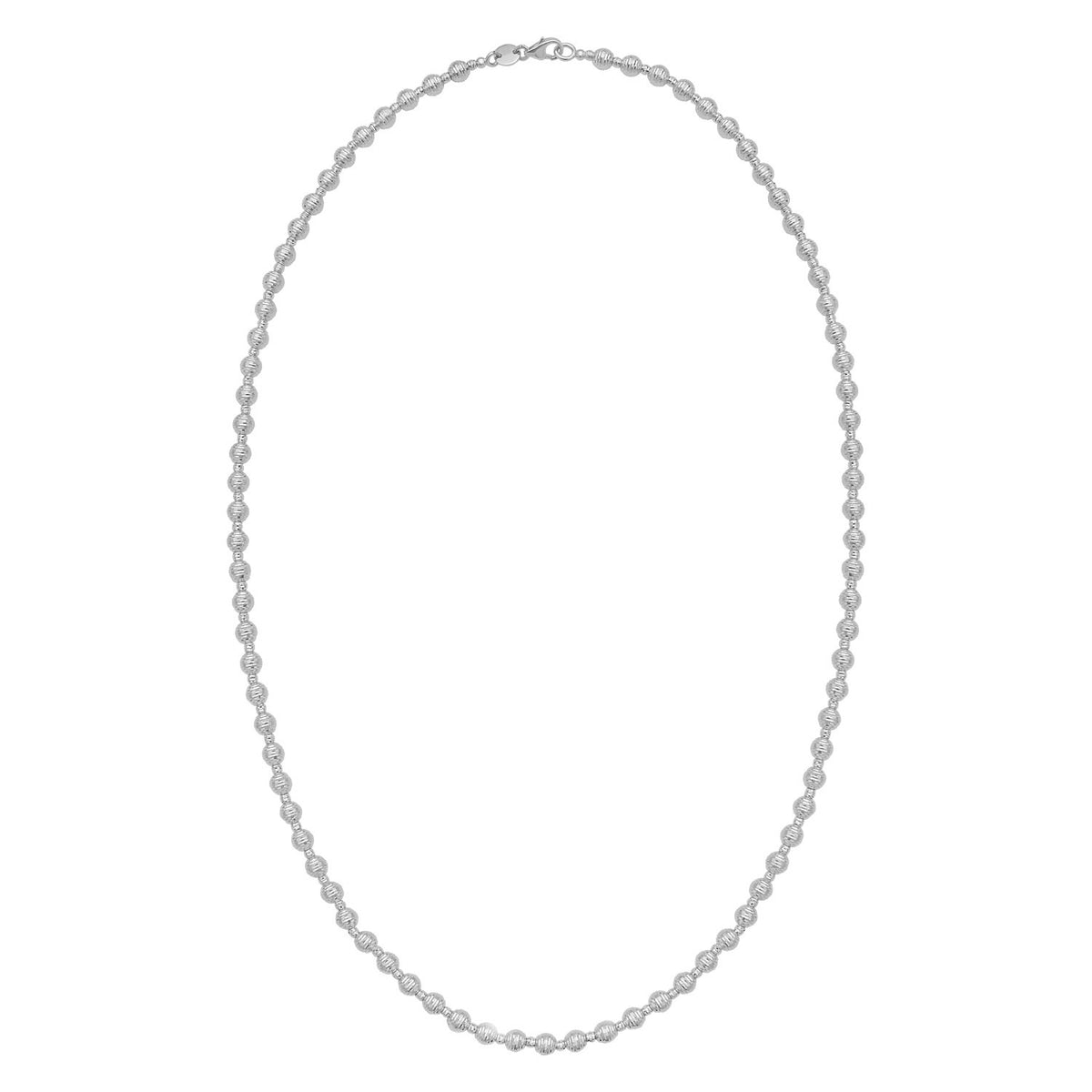 14K White Gold Disco Diamond Cut Bead Chain (4.00 mm)