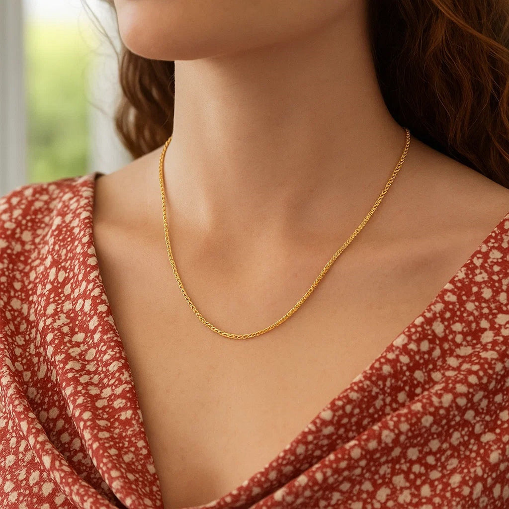 14k Yellow Gold Square Wheat Chain (1.80 mm)