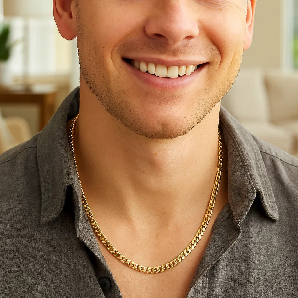 4.0mm 14k Yellow Gold Classic Solid Miami Cuban Chain