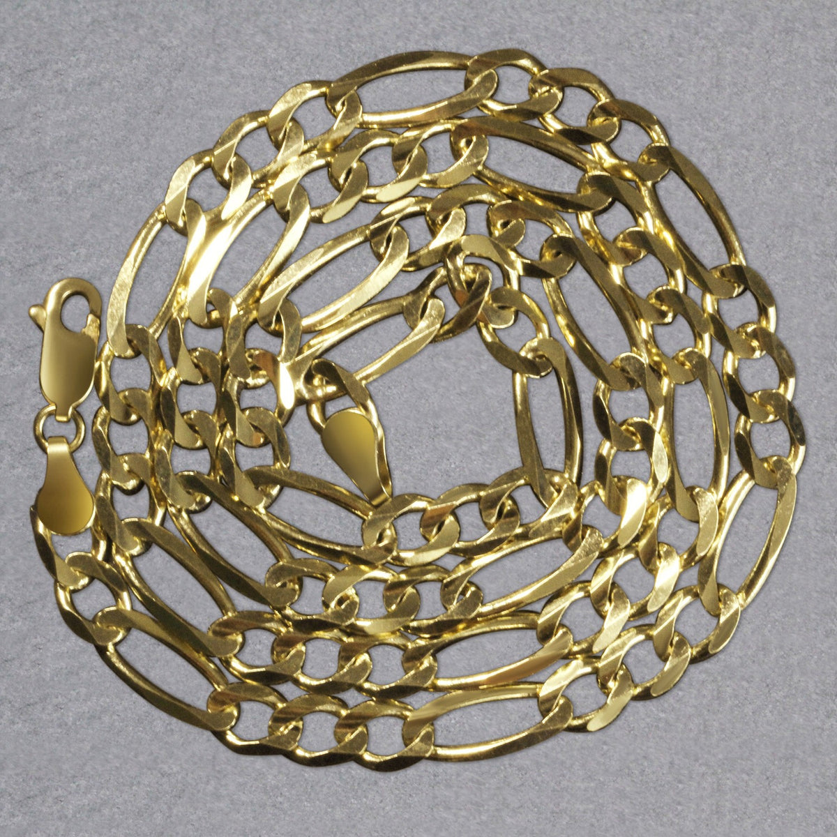 10K Yellow Gold Solid Figaro Chain (5.30 mm)