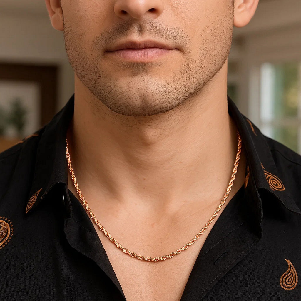 14k Rose Gold Solid Diamond Cut Rope Chain (4.00 mm)