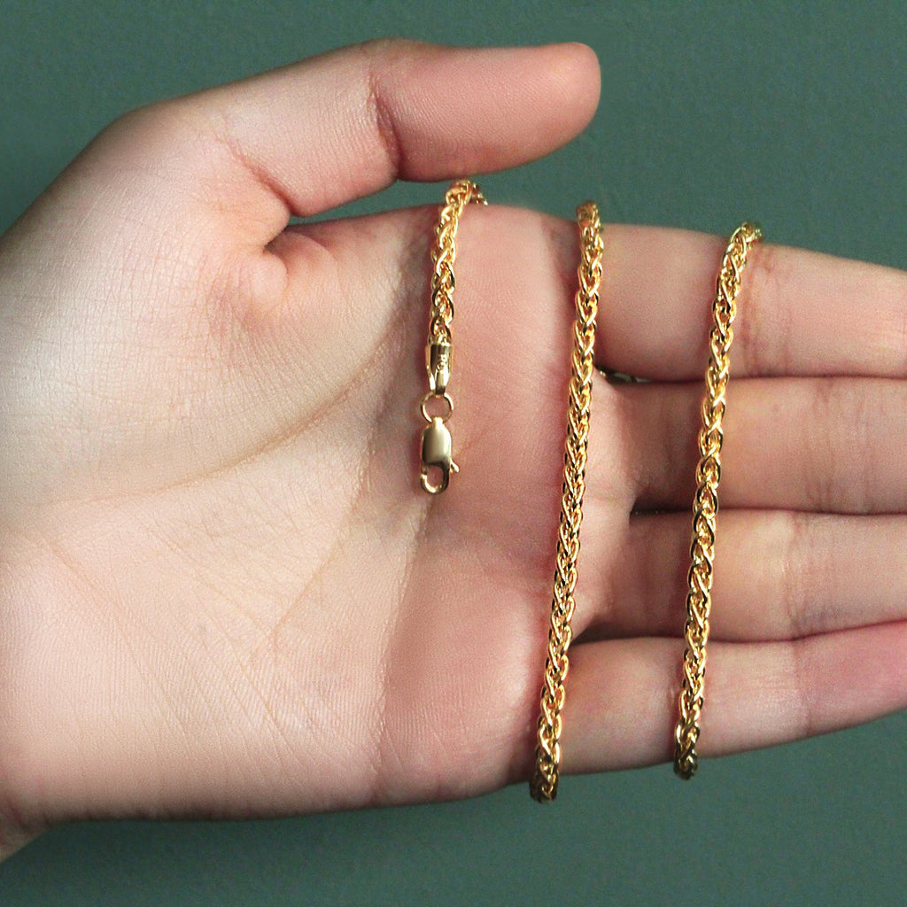 14k Yellow Gold Light Weight Wheat Chain (3.20 mm)