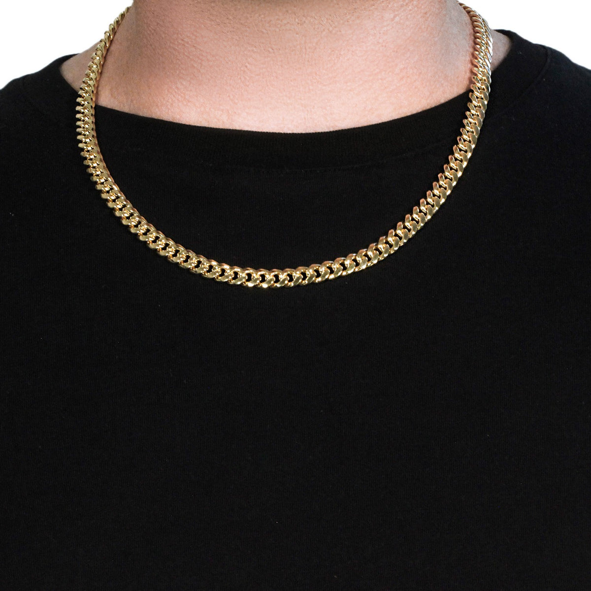 7.25mm 10k Yellow Gold Semi Solid Miami Cuban Chain