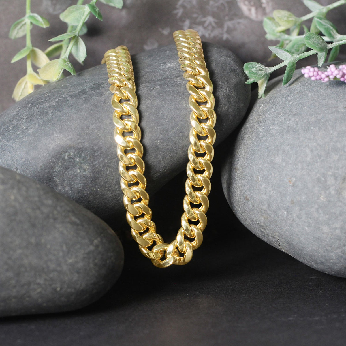 7.25mm 10k Yellow Gold Semi Solid Miami Cuban Chain