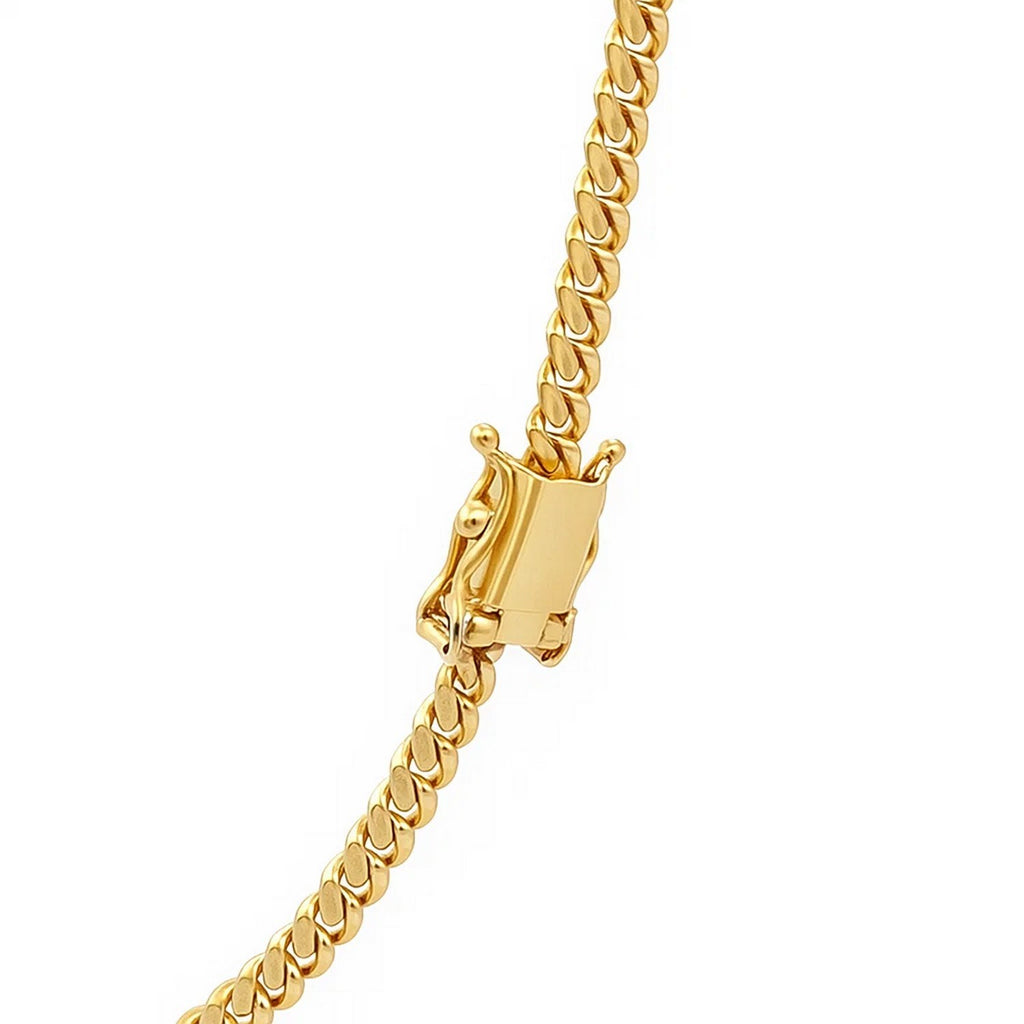 14k Yellow Gold Classic Solid Miami Cuban Chain (3.20 mm)