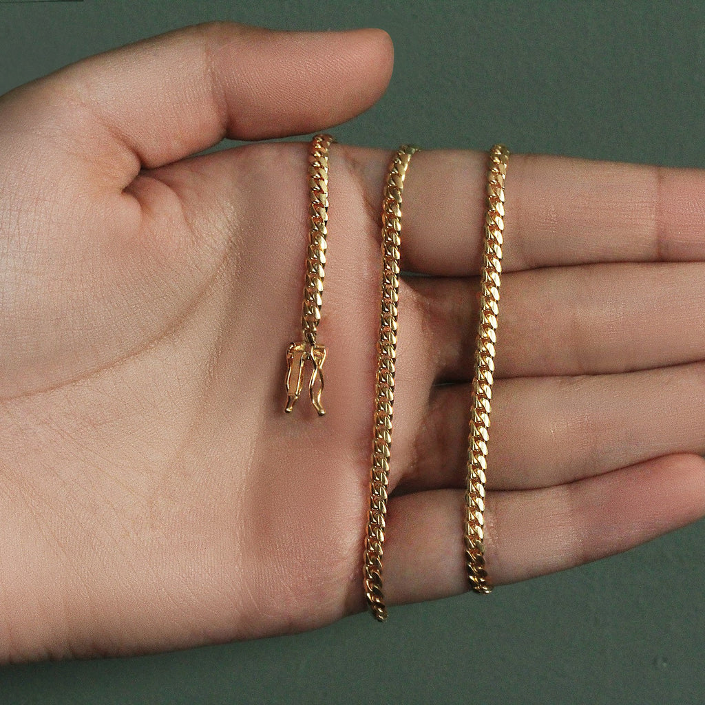 14k Yellow Gold Classic Solid Miami Cuban Chain (3.20 mm)