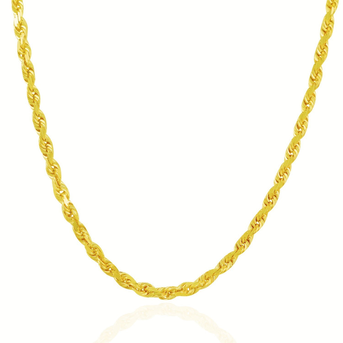 14k Yellow Gold Solid Diamond Cut Rope Chain (7.00 mm)