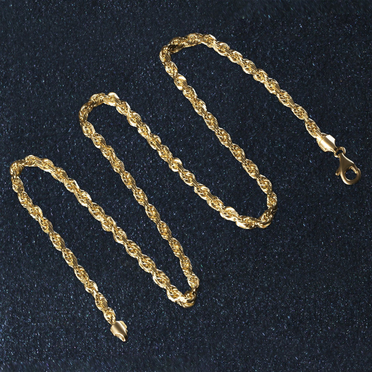 14k Yellow Gold Solid Diamond Cut Rope Chain (7.00 mm)