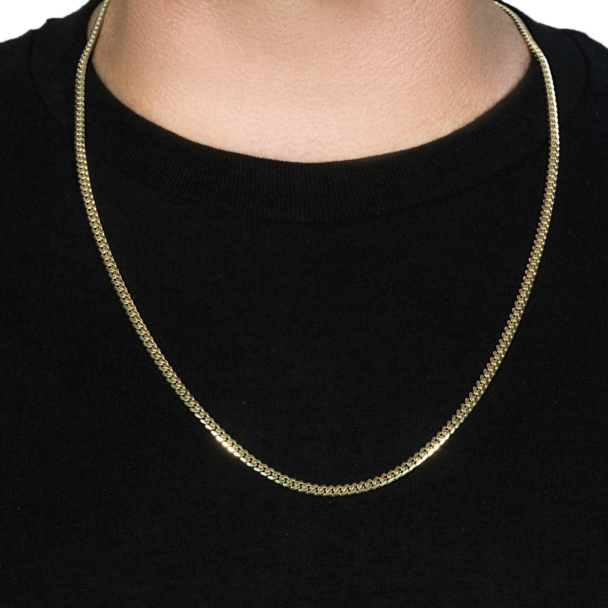 3.9mm 10k Yellow Gold Classic Miami Cuban Solid Chain
