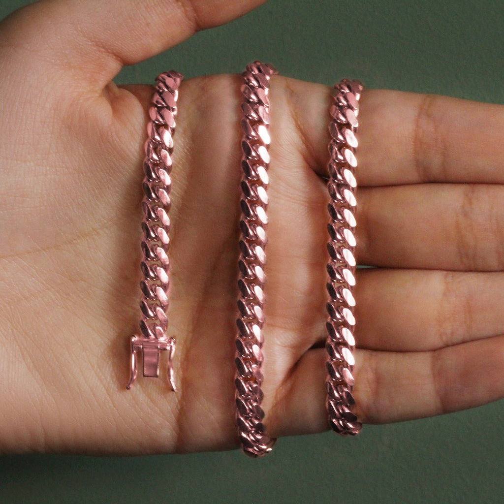 14k Rose Gold Classic Miami Cuban Solid Chain (6.10 mm)