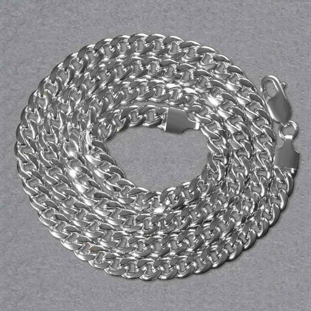 14k White Gold Miami Cuban Semi Solid Chain (5.50 mm)