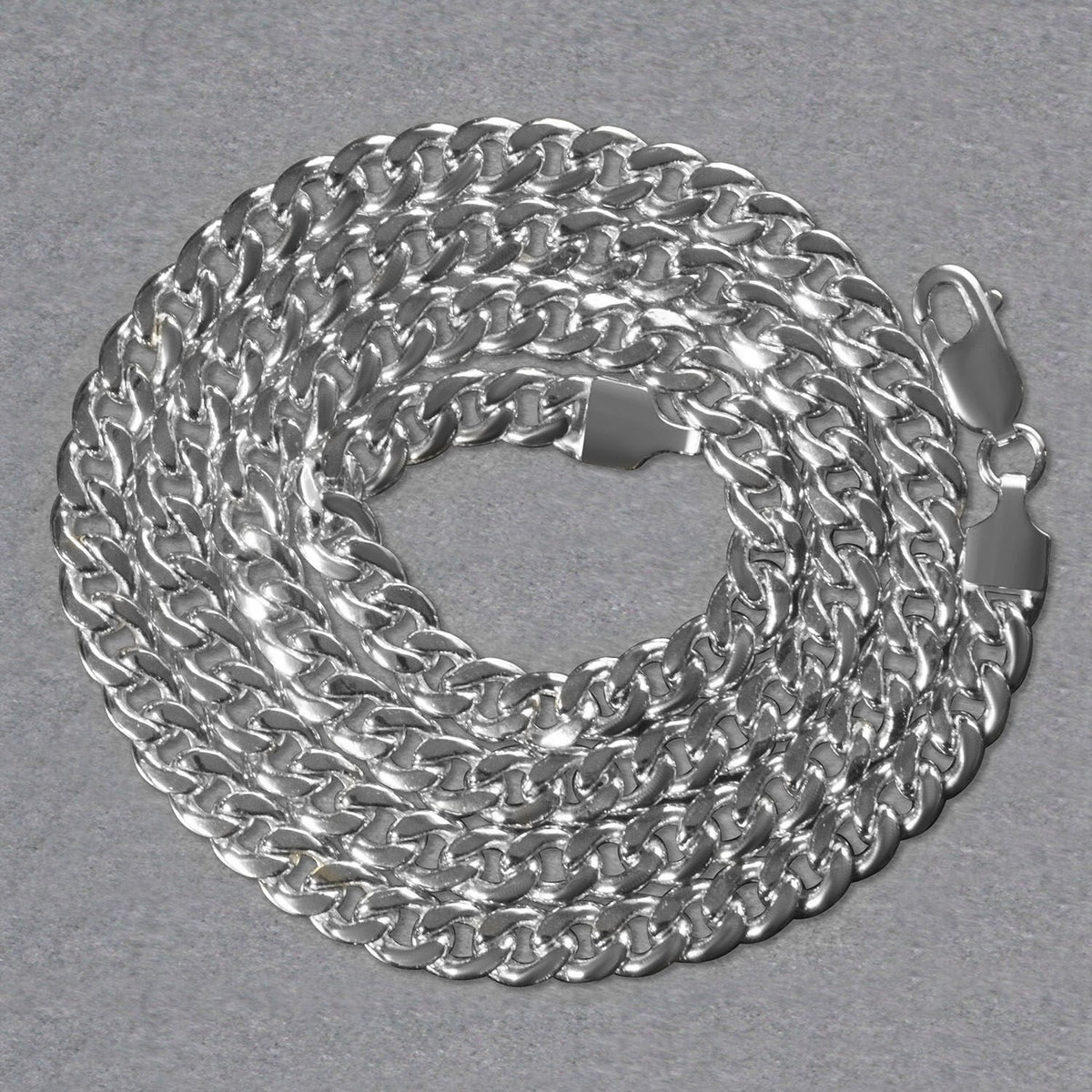 14k White Gold Miami Cuban Semi Solid Chain (5.50 mm)