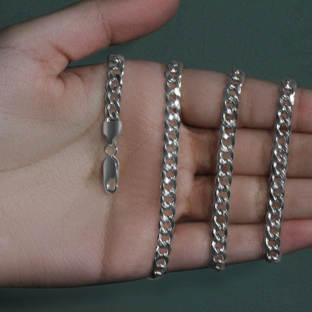 14k White Gold Miami Cuban Semi Solid Chain (5.50 mm)