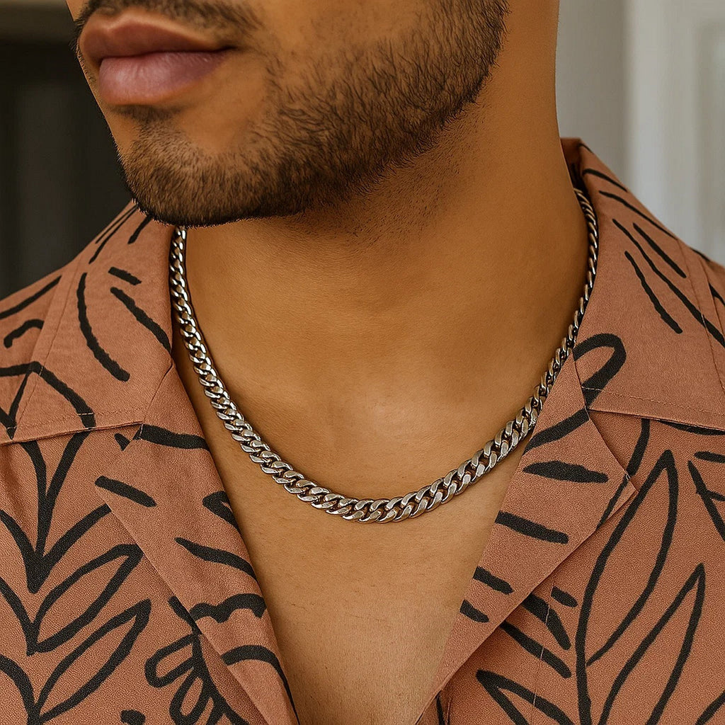 14k White Gold Miami Cuban Semi Solid Chain (5.50 mm)
