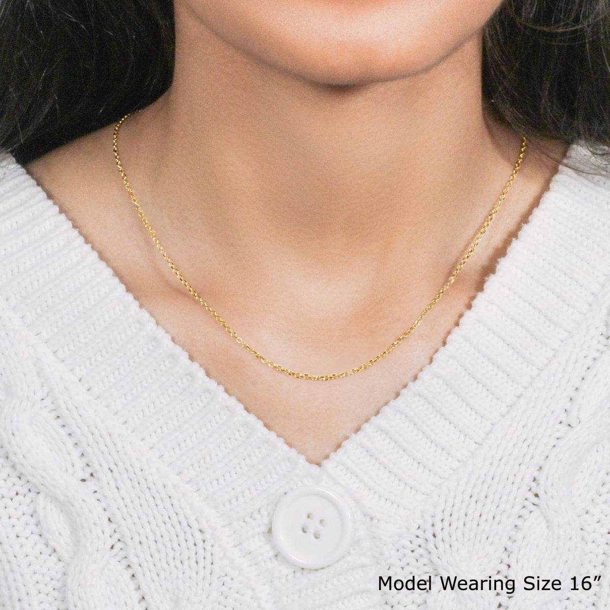 18k Yellow Gold Diamond Cut Cable Link Chain (1.50 mm)