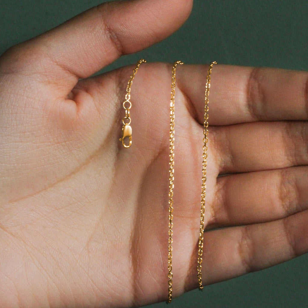 18k Yellow Gold Diamond Cut Cable Link Chain (1.50 mm)