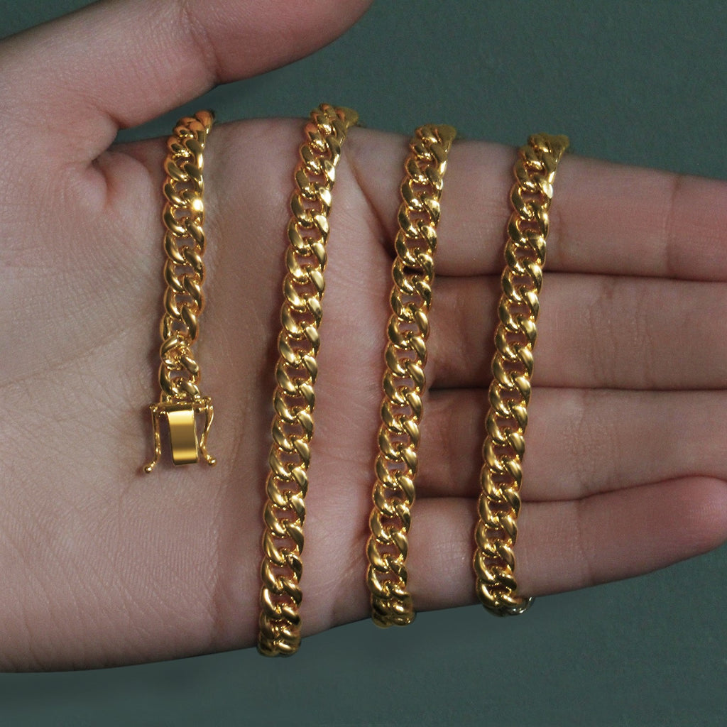 14k Yellow Gold Semi Solid Miami Cuban Chain (6.10 mm)