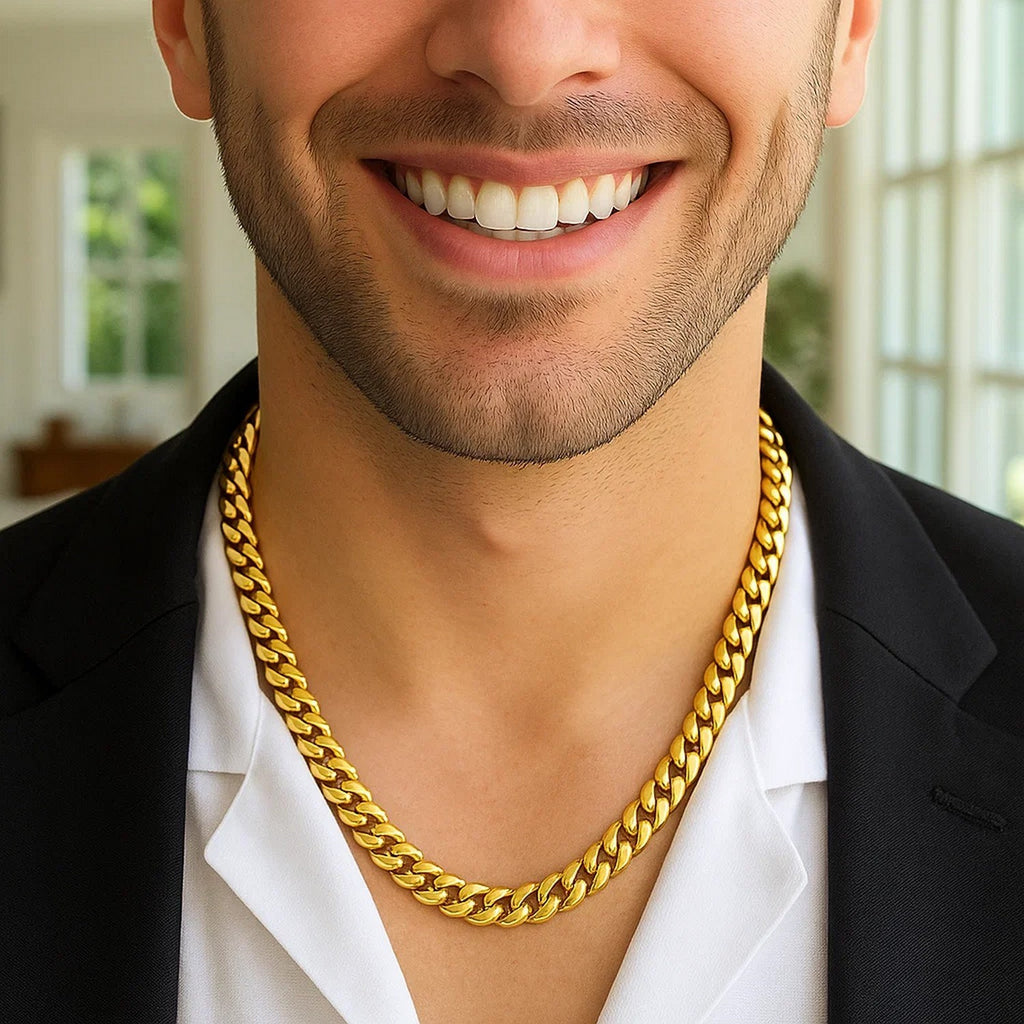14k Yellow Gold Classic Miami Cuban Solid Chain (8.20 mm)
