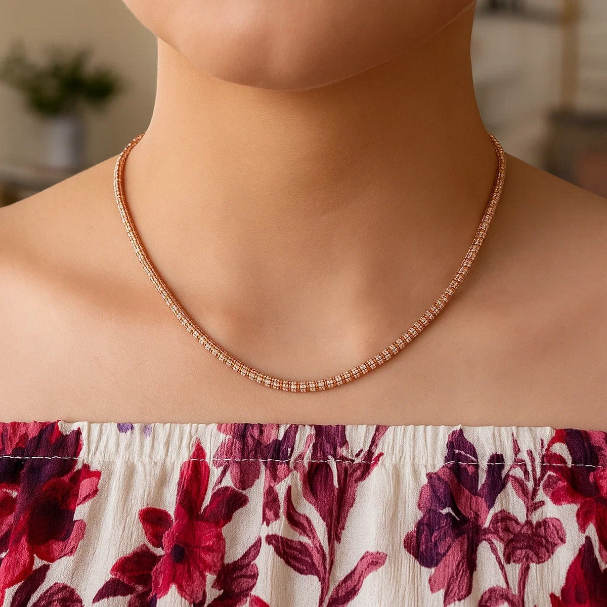 Ice Barrel Chain in 14k Rose Gold (3.1 mm)