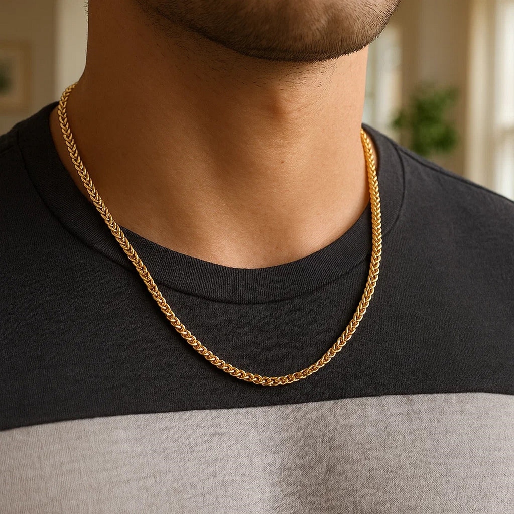 14k Yellow Solid Gold Diamond Cut Round Franco Chain (4.00 mm)