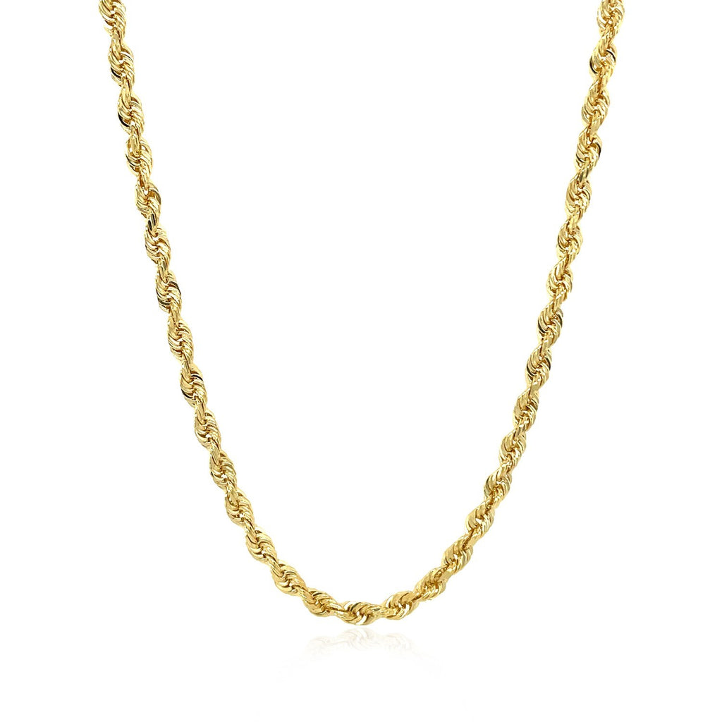 14K Yellow Gold Hollow Diamond Cut Rope Chain (3.2 mm)