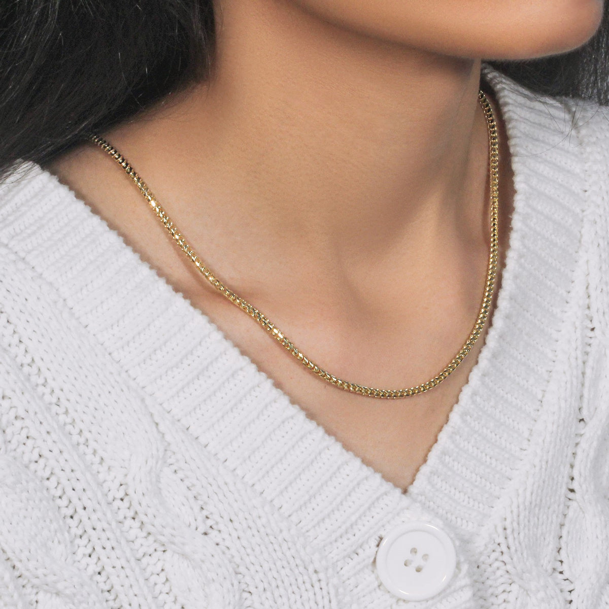 14k Yellow Solid Gold Diamond Cut Round Franco Chain (2.70 mm)
