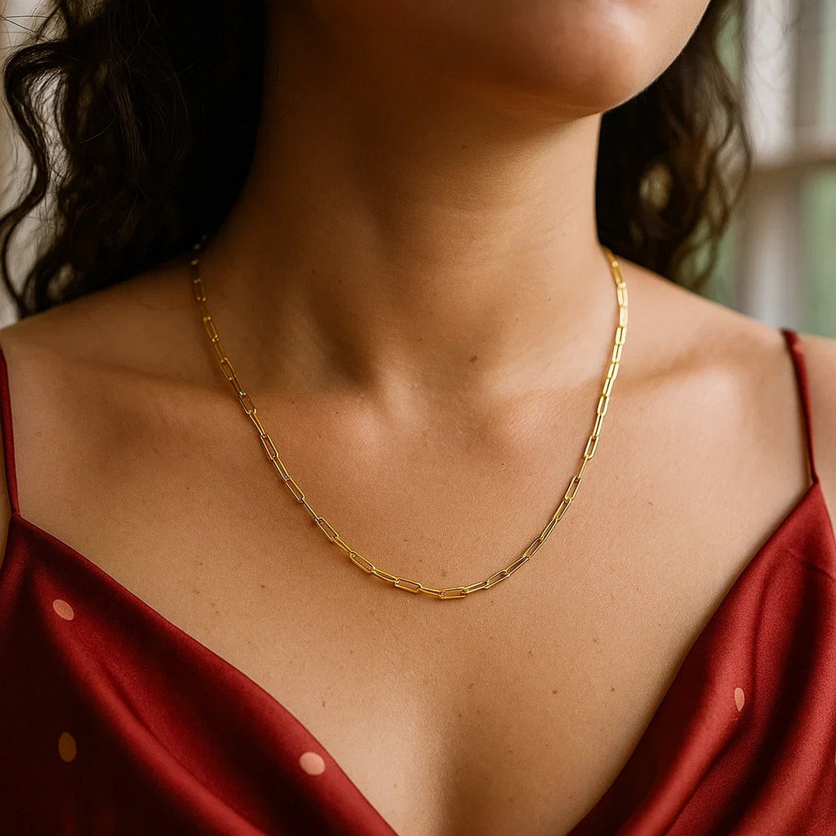 14K Yellow Gold Delicate Paperclip Chain (2.1 mm)
