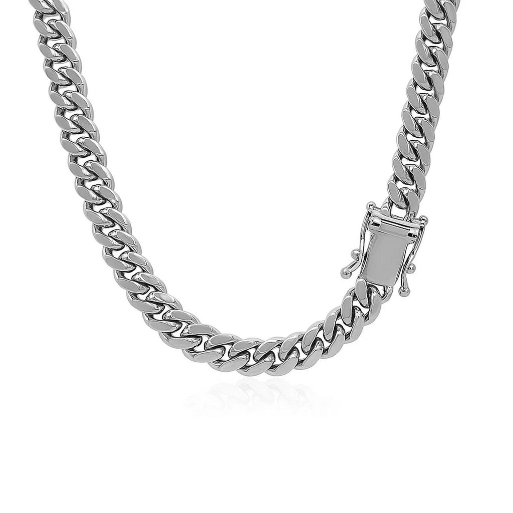 14k White Gold Classic Miami Cuban Solid Chain (5.00 mm)