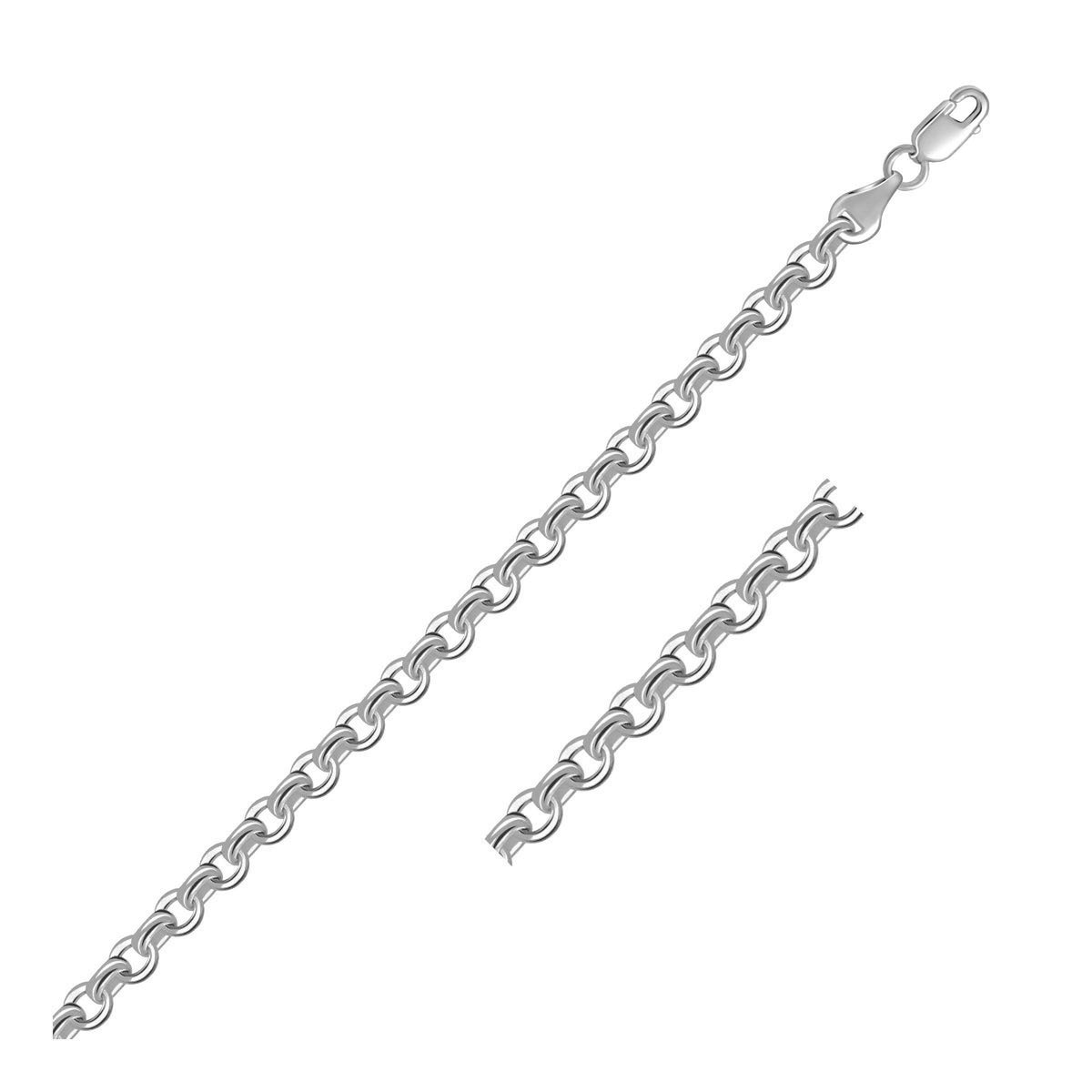 14k White Gold Diamond Cut Cable Link Chain (3.70 mm)