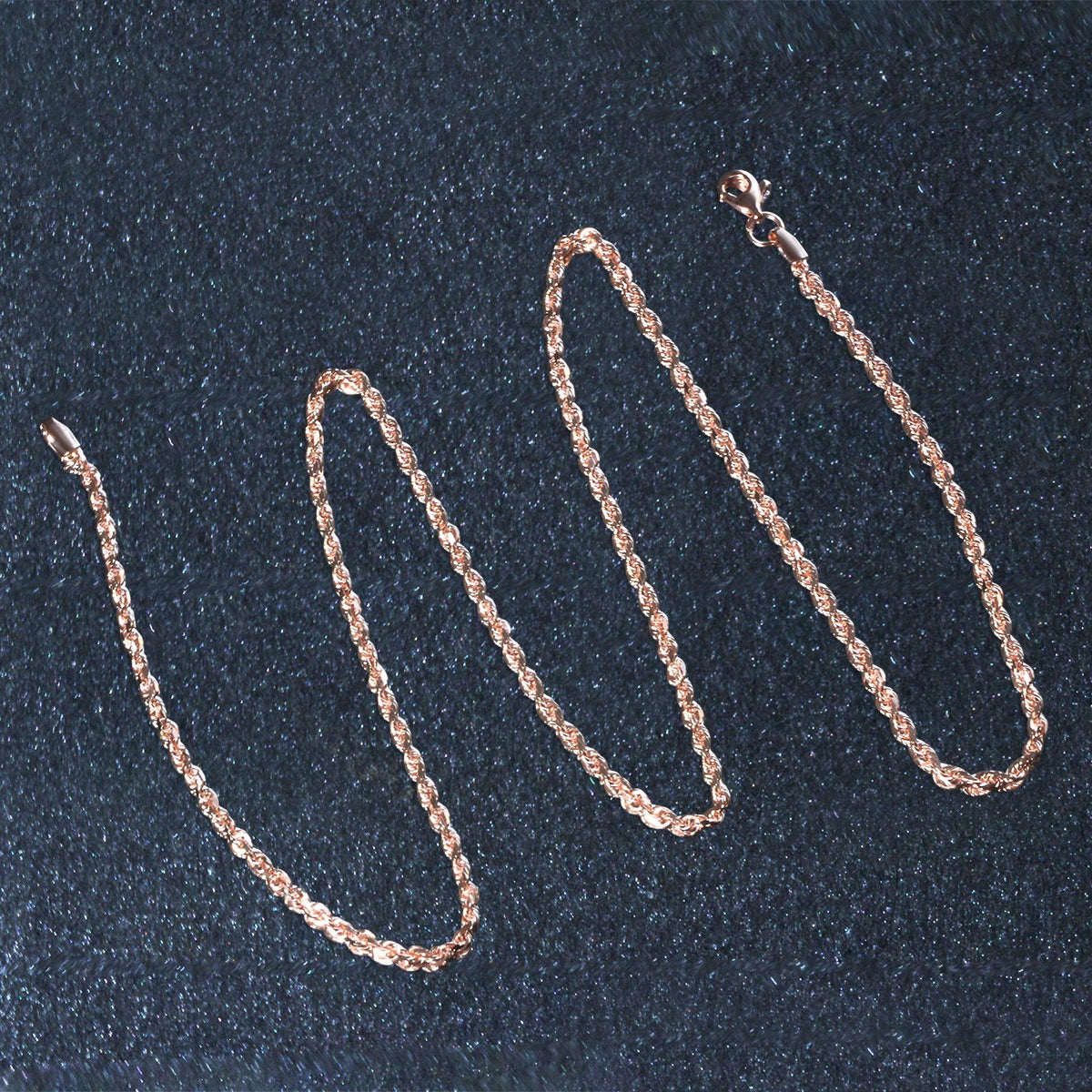 14k Rose Gold Solid Diamond Cut Rope Chain (1.6 mm)