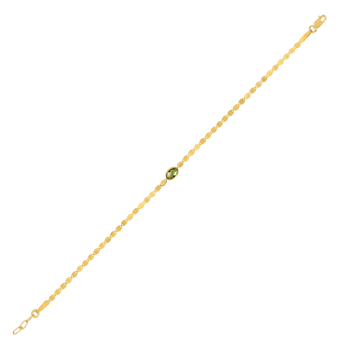 14K Yellow Gold Peridot Mirrored Chain (2.20 mm)