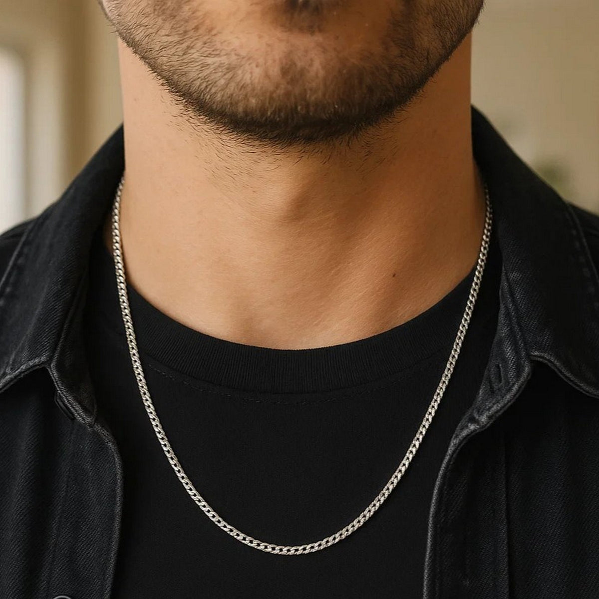 14K White Gold Gourmette Chain (2.80 mm)