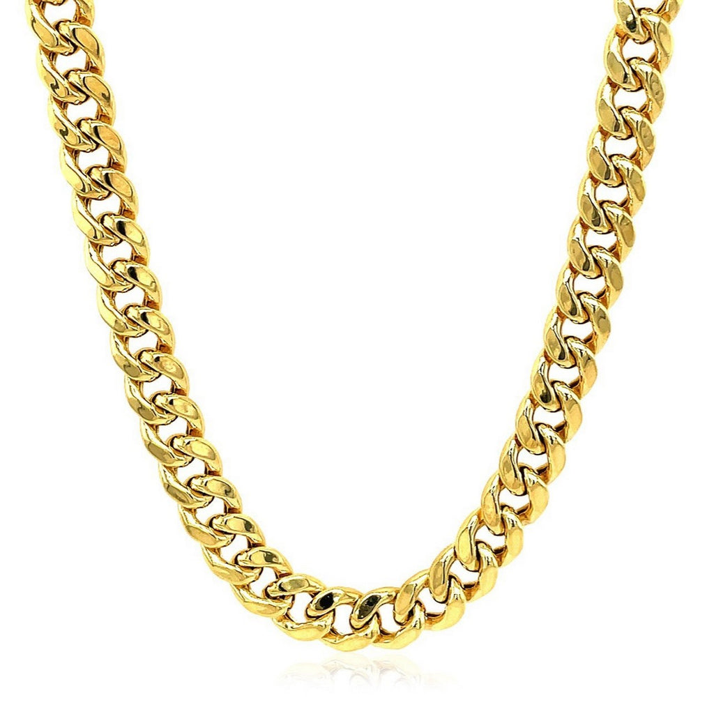 14k Yellow Gold Miami Cuban Semi Solid Chain (7.00 mm)
