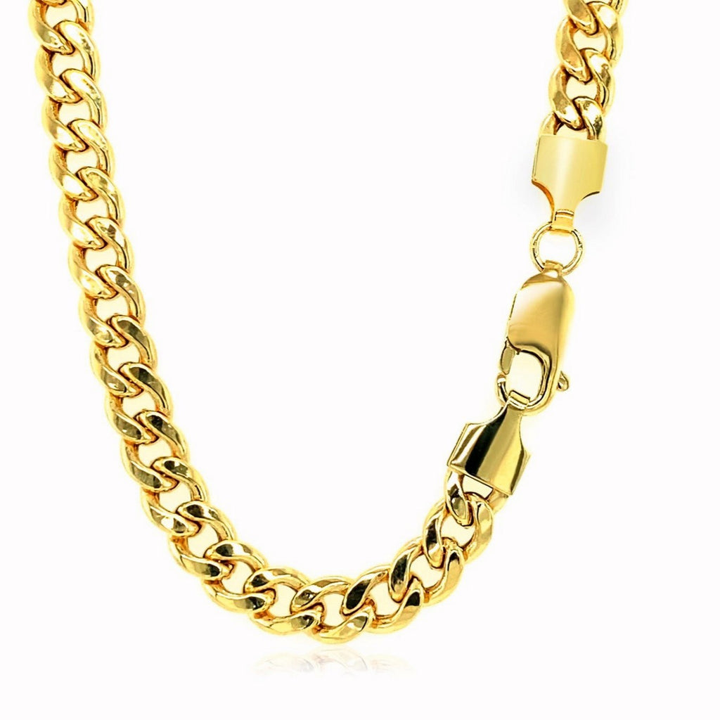 14k Yellow Gold Miami Cuban Semi Solid Chain (7.00 mm)