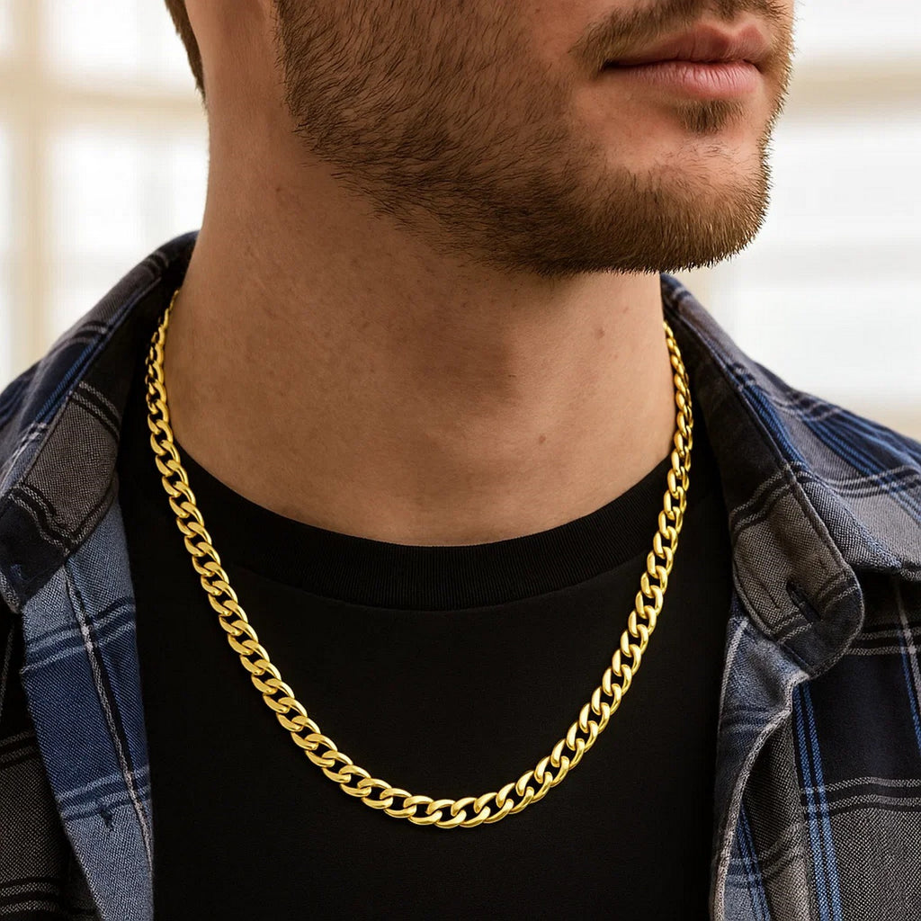 14k Yellow Gold Miami Cuban Semi Solid Chain (7.00 mm)
