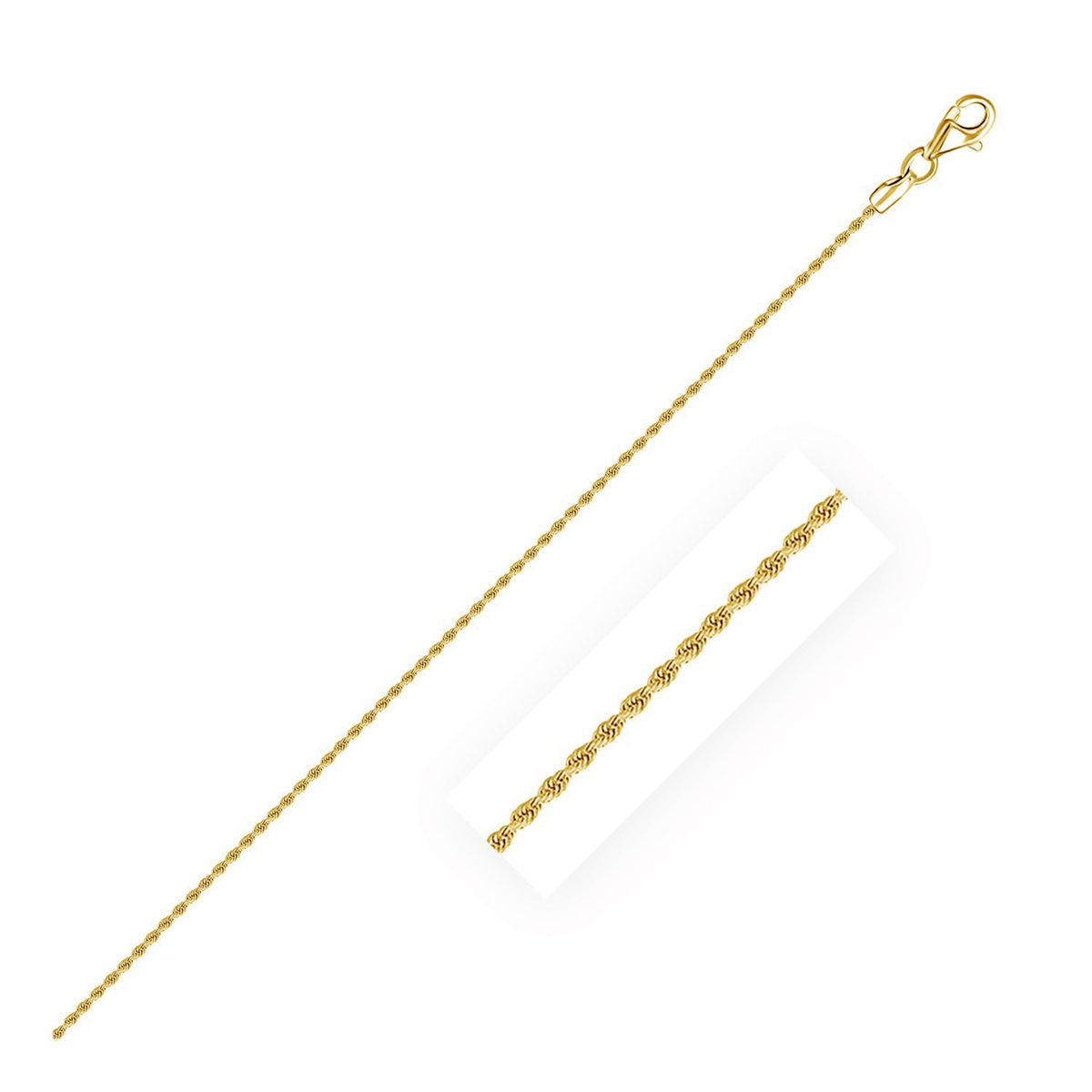 14k Yellow Gold Solid Diamond Cut Rope Chain (1.40 mm)