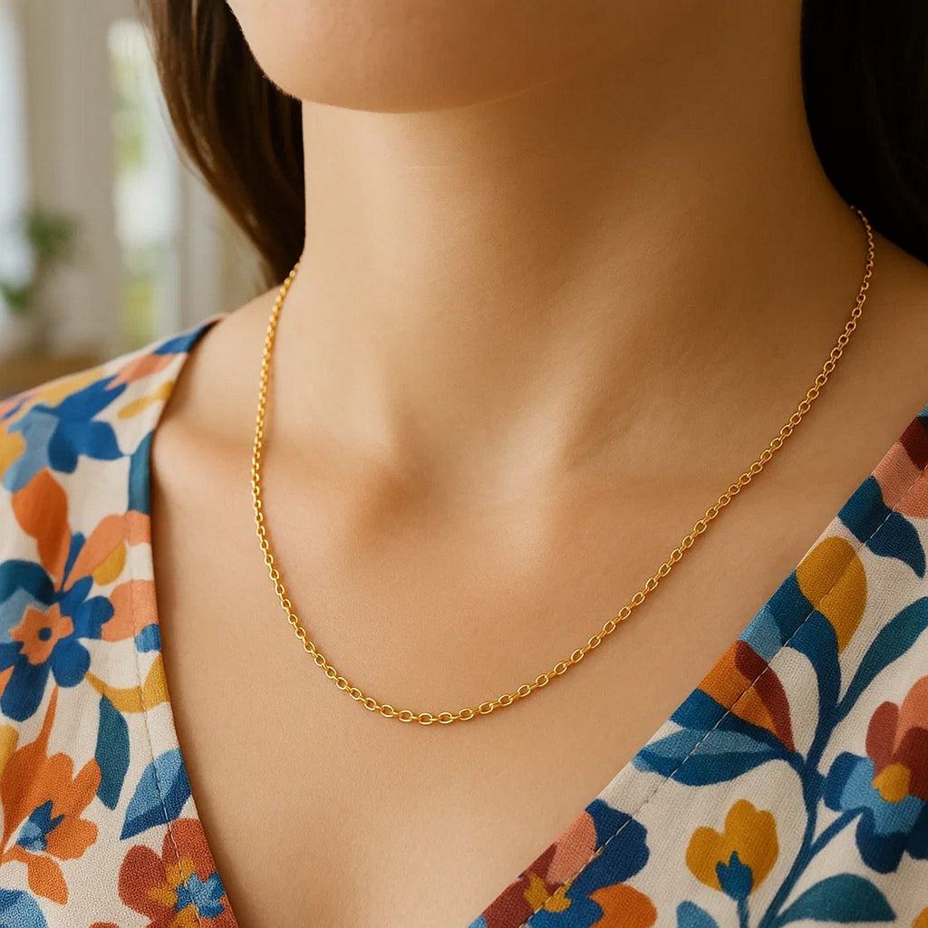 14k Yellow Gold Round Cable Link Chain (1.9 mm)